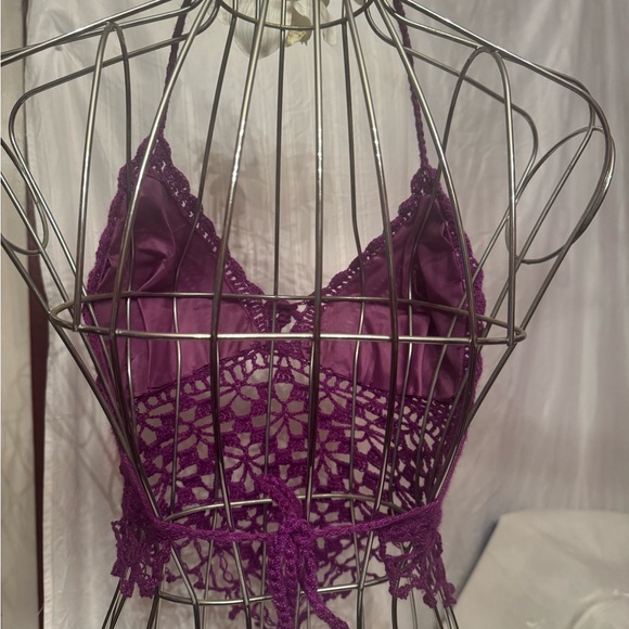 FOUR Hand Crocheted Bikini Tops, Black, Red, Burgundy and Cream. Adjustable. - Picture 9 of 11